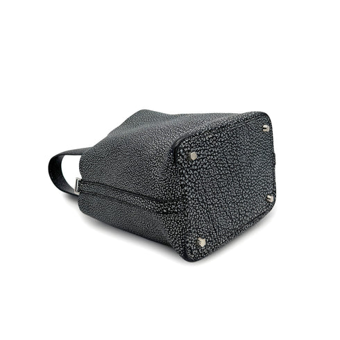 HERMES PICOTIN PM BLACK DALMATIAN BUFFLE SKIPPER HAND BAG 2003 SQUARE G PALLADIUM HARDWARE 90324284