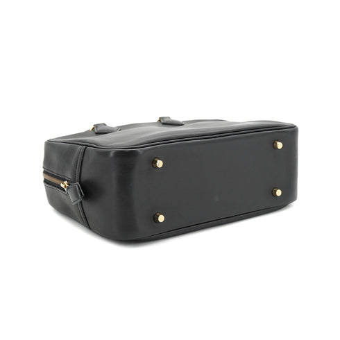 HERMES PLUME 28 BLACK BOX CALF HAND BAG 1968 X STAMP GOLD HARDWARE 90334493