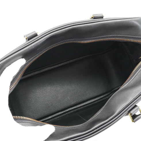 HERMES PLUME 28 BLACK BOX CALF HAND BAG 1968 X STAMP GOLD HARDWARE 90334493