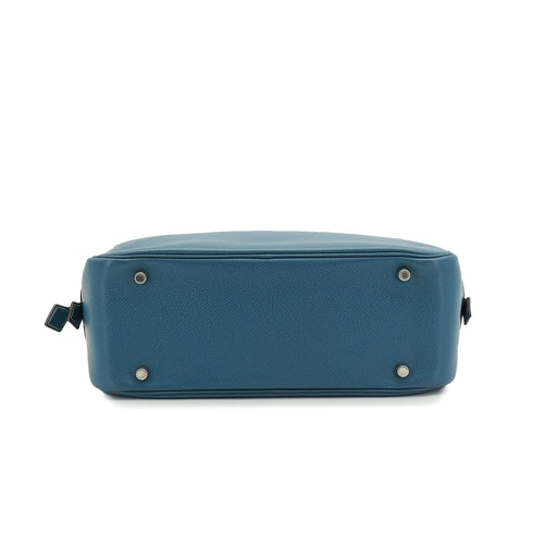 HERMES PLUME 28 BLUE JEAN VEAU EPSOM HAND BAG 2005 SQUARE I PALLADIUM HARDWARE 90335146