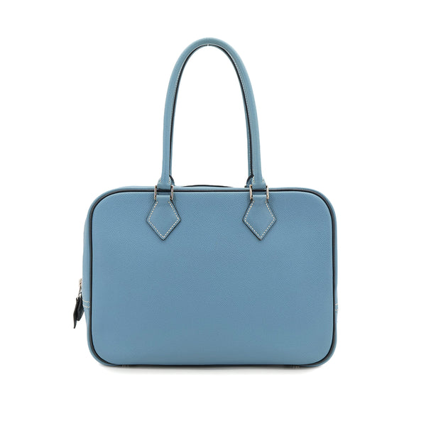 HERMES PLUME 28 BLUE JEAN VEAU EPSOM HAND BAG 2006 SQUARE J PALLADIUM HARDWARE 90322288