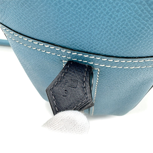 HERMES PLUME 28 BLUE JEAN VEAU EPSOM HAND BAG 2006 SQUARE J PALLADIUM HARDWARE 90322288