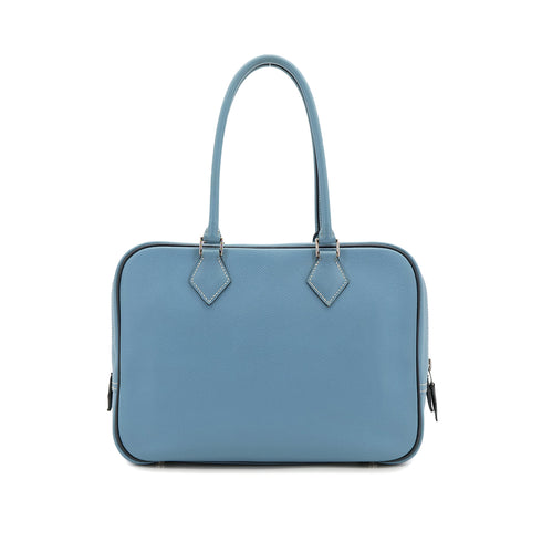 HERMES PLUME 28 BLUE JEAN VEAU EPSOM HAND BAG 2006 SQUARE J PALLADIUM HARDWARE 90322288