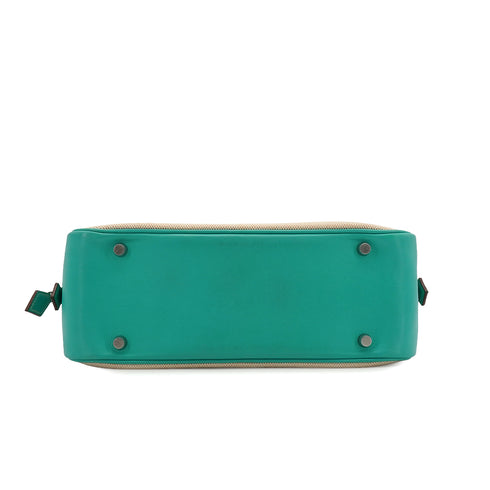 HERMES PLUME 28 LAGON TOILE H VEAU SWIFT HAND BAG 2008 SQUARE L PALLADIUM HARDWARE 90350367