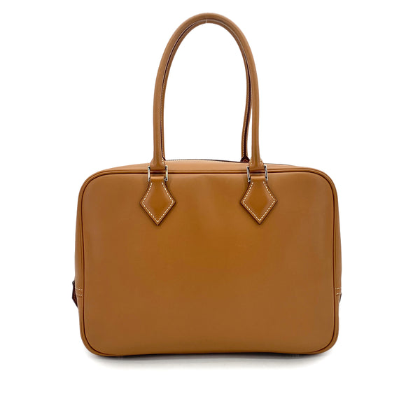 HERMES PLUME 28 NATUREL VEAU CHAMONIX HAND BAG 2004 SQUARE H PALLADIUM HARDWARE 90325637