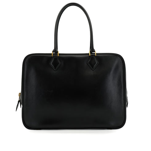 HERMES PLUME 32 BLACK BOXCALF HAND BAG 1994 CIRCLE X GOLD HARDWARE 90348309
