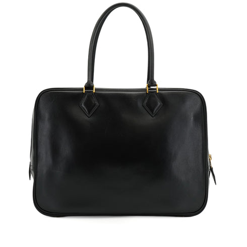 HERMES PLUME 32 BLACK BOXCALF HAND BAG 1994 CIRCLE X GOLD HARDWARE 90348309
