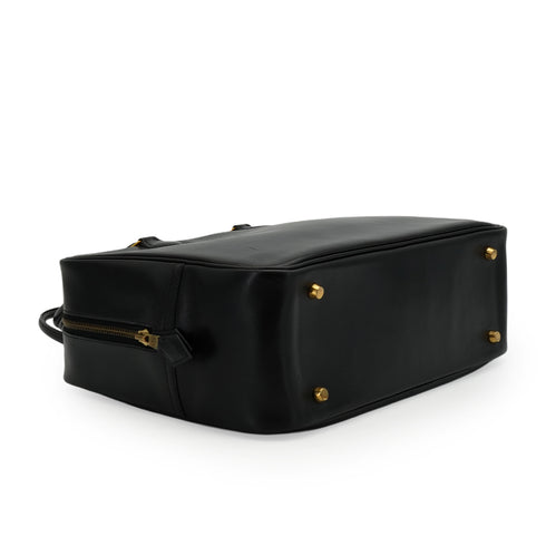 HERMES PLUME 32 BLACK BOXCALF HAND BAG 1994 CIRCLE X GOLD HARDWARE 90348309
