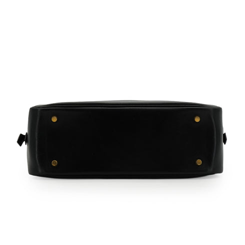 HERMES PLUME 32 BLACK BOXCALF HAND BAG 1994 CIRCLE X GOLD HARDWARE 90348309