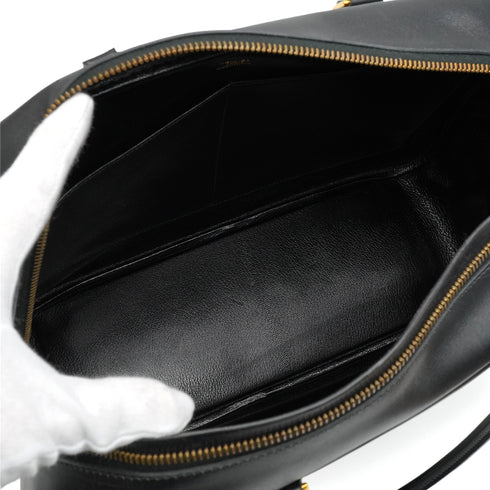 HERMES PLUME 32 BLACK BOXCALF HAND BAG 1994 CIRCLE X GOLD HARDWARE 90348309