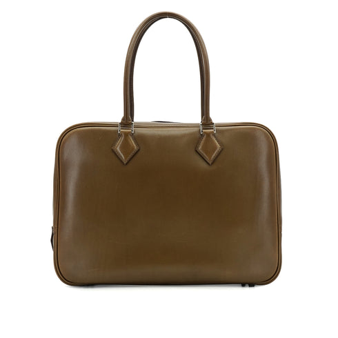 HERMES PLUME 32 EUCALYPSE BOX CALF HAND BAG 2008 SQUARE L PALLADIUM HARDWAR 90340476