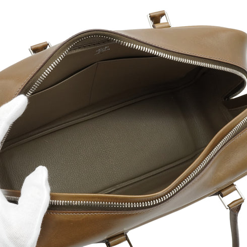 HERMES PLUME 32 EUCALYPSE BOX CALF HAND BAG 2008 SQUARE L PALLADIUM HARDWAR 90340476