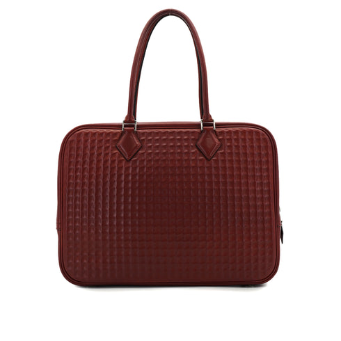 HERMES PLUME 32 HAND BAG WAFFLE DEUTCH ROUGE H 2003 SQUARE G PALLADIUM HARDWARE 90331931