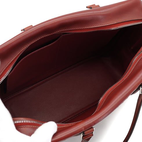 HERMES PLUME 32 HAND BAG WAFFLE DEUTCH ROUGE H 2003 SQUARE G PALLADIUM HARDWARE 90331931