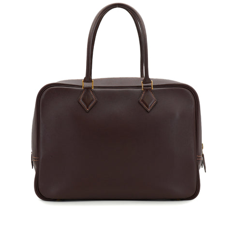 HERMES PLUME 32 HAVANE VEAU GULLIVER HAND BAG 1998 SQUARE B GOLD HARDWARE 90333187