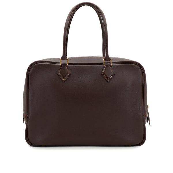HERMES PLUME 32 HAVANE VEAU GULLIVER HAND BAG 1998 SQUARE B GOLD HARDWARE 90333187