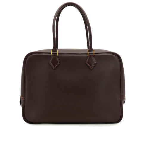 HERMES PLUME 32 HAVANE VEAU GULLIVER HAND BAG 1998 SQUARE B GOLD HARDWARE 90333187