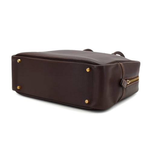 HERMES PLUME 32 HAVANE VEAU GULLIVER HAND BAG 1998 SQUARE B GOLD HARDWARE 90333187