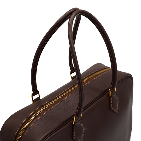 HERMES PLUME 32 HAVANE VEAU GULLIVER HAND BAG 1998 SQUARE B GOLD HARDWARE 90333187