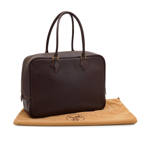 HERMES PLUME 32 HAVANE VEAU GULLIVER HAND BAG 1998 SQUARE B GOLD HARDWARE 90333187