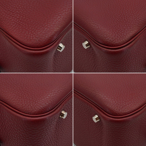 HERMES PLUME 32 ROUGE H TOGO HAND BAG 1999 SQUARE C PALLADIUM HARDWARE 90335878