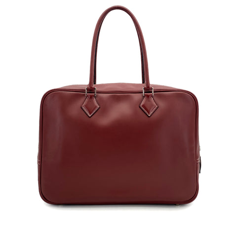HERMES PLUME 32 ROUGE H BOXCALF HAND BAG 2001 SQUARE E PALLADIUM HARDWARE 90324807