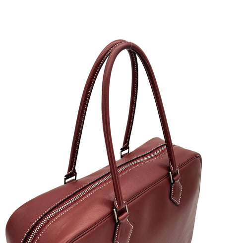 HERMES PLUME 32 ROUGE H BOXCALF HAND BAG 2001 SQUARE E PALLADIUM HARDWARE 90324807