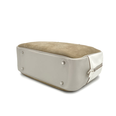 HERMES PLUME 32 TRICOLORE ETOUPE WHITE GRIS PERLE GRIZZLY DEBRIS TAURILLON CLEMENCE EVERCOLOR HAND BAG 2014 SQUARE R PALLADIUM HARDWARE 90319999