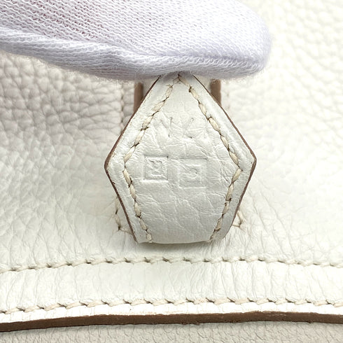 HERMES PLUME 32 TRICOLORE ETOUPE WHITE GRIS PERLE GRIZZLY DEBRIS TAURILLON CLEMENCE EVERCOLOR HAND BAG 2014 SQUARE R PALLADIUM HARDWARE 90319999