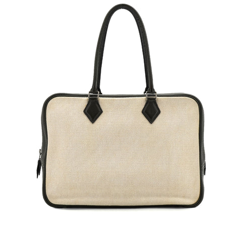HERMES PLUME 32 VERT OLIVE TOILE H TAURILLON CLEMENCE HAND BAG 2002 SQUARE F PALLADIUM HARDWAR 90340491