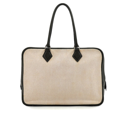 HERMES PLUME 32 VERT OLIVE TOILE H TAURILLON CLEMENCE HAND BAG 2002 SQUARE F PALLADIUM HARDWAR 90340491