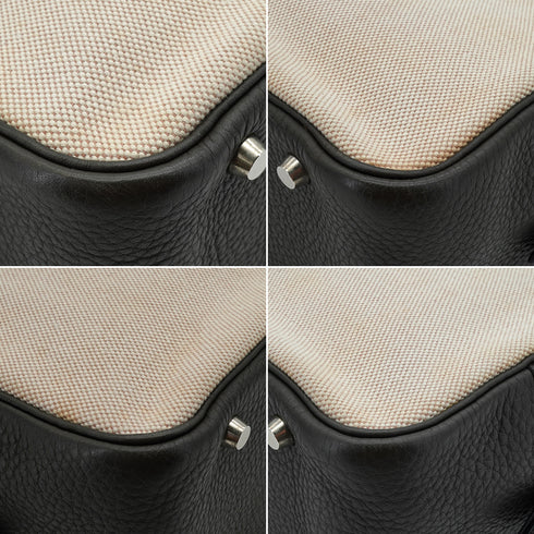 HERMES PLUME 32 VERT OLIVE TOILE H TAURILLON CLEMENCE HAND BAG 2002 SQUARE F PALLADIUM HARDWAR 90340491