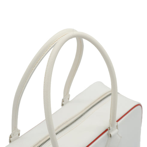 HERMES PLUME 32 WHITE ROUGE GARANCE VEAU EPSOM HAND BAG 2004 SQUARE H PALLADIUM HARDWARE 90326671