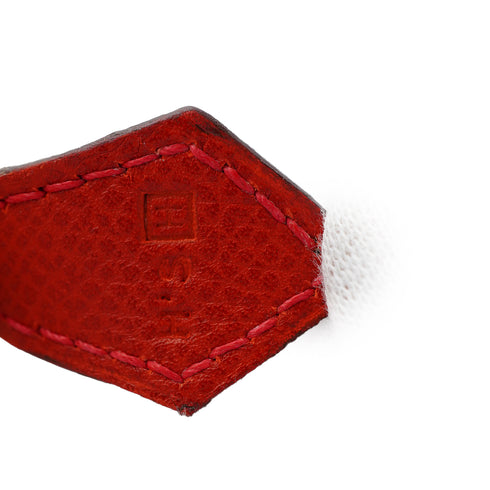HERMES PLUME 32 WHITE ROUGE GARANCE VEAU EPSOM HAND BAG 2004 SQUARE H PALLADIUM HARDWARE 90326671