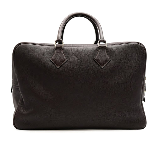 HERMES PLUME 45 CHOCOLAT TOGO 2001 SQUARE E PALLADIUM HARDWARE 90335577