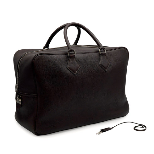 HERMES PLUME 45 CHOCOLAT TOGO 2001 SQUARE E PALLADIUM HARDWARE 90335577