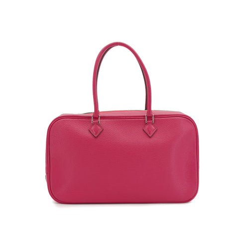 HERMES PLUME ELAN 28 FUCHSIA PINK CHEVRE HAND BAG 2006 SQUARE J PALLADIUM HARDWARE 90335573