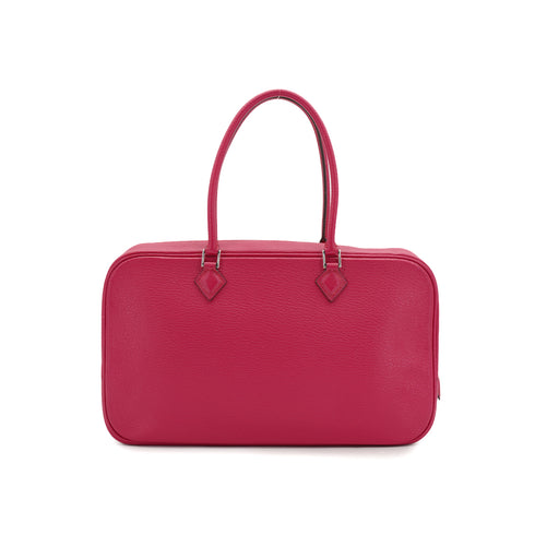 HERMES PLUME ELAN 28 FUCHSIA PINK CHEVRE HAND BAG 2006 SQUARE J PALLADIUM HARDWARE 90335573