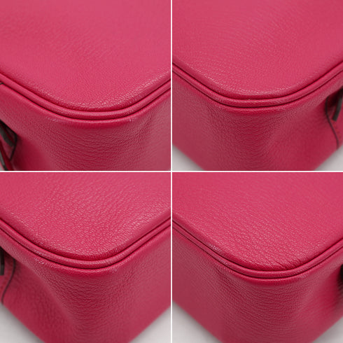 HERMES PLUME ELAN 28 FUCHSIA PINK CHEVRE HAND BAG 2006 SQUARE J PALLADIUM HARDWARE 90335573