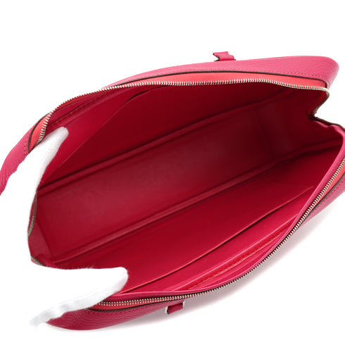 HERMES PLUME ELAN 28 FUCHSIA PINK CHEVRE HAND BAG 2006 SQUARE J PALLADIUM HARDWARE 90335573