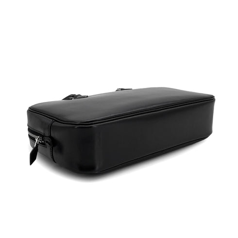 HERMES PLUME ELAN 28 BLACK BOX CALF HAND BAG 2001 SQUARE E PALLADIUM HARDWARE 90324637