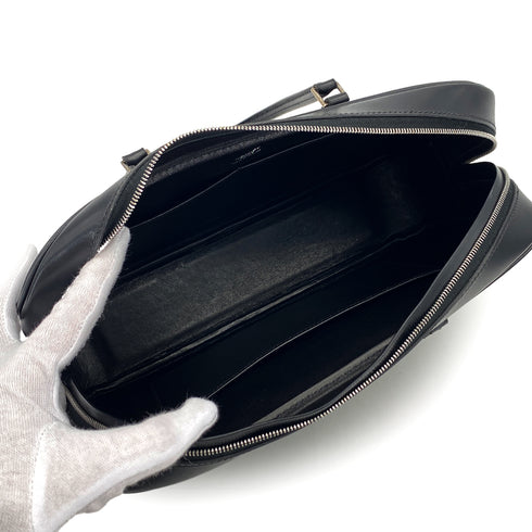 HERMES PLUME ELAN 28 BLACK BOX CALF HAND BAG 2001 SQUARE E PALLADIUM HARDWARE 90324637
