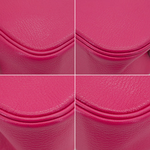 HERMES PLUME ELAN 28 FUCHSIA PINK CHEVRE HAND BAG 2006 SQUARE J PALLADIUM HARDWARE 90335834