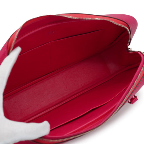HERMES PLUME ELAN 28 FUCHSIA PINK CHEVRE HAND BAG 2006 SQUARE J PALLADIUM HARDWARE 90335834
