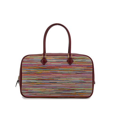 HERMES PLUME ELAN ROUGE H MULTICOLOR BOXCALF VIBRATO HAND BAG 2002 SQUARE F GOLD HARDWARE 90321081
