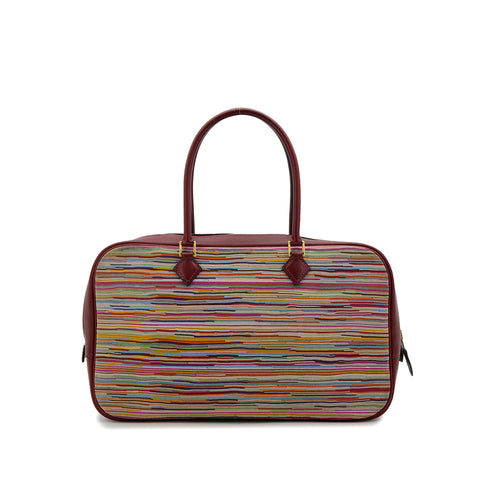 HERMES PLUME ELAN ROUGE H MULTICOLOR BOXCALF VIBRATO HAND BAG 2002 SQUARE F GOLD HARDWARE 90321081