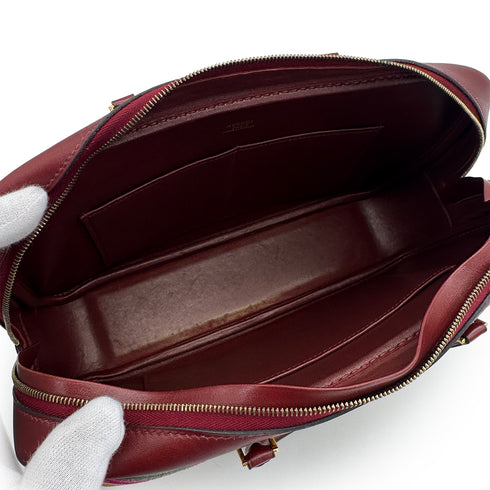 HERMES PLUME ELAN ROUGE H MULTICOLOR BOXCALF VIBRATO HAND BAG 2002 SQUARE F GOLD HARDWARE 90321081