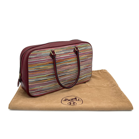 HERMES PLUME ELAN ROUGE H MULTICOLOR BOXCALF VIBRATO HAND BAG 2002 SQUARE F GOLD HARDWARE 90321081