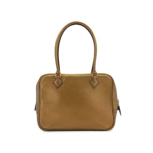 HERMES PLUME MINI ATHENS OLYMPICS LIMITED EDITION METALLIC GOLD CHEVRE HAND BAG 2005 SQUARE I GOLD HARDWARE 90346646