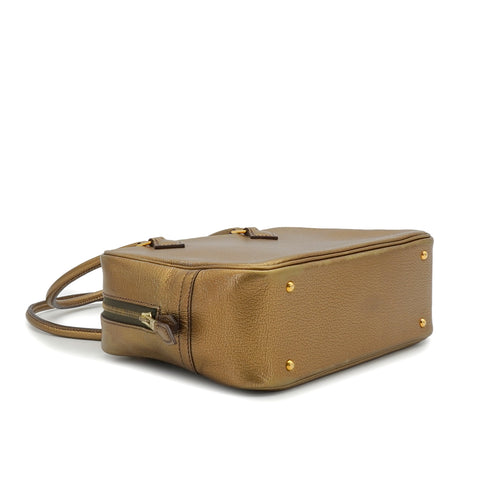 HERMES PLUME MINI ATHENS OLYMPICS LIMITED EDITION METALLIC GOLD CHEVRE HAND BAG 2005 SQUARE I GOLD HARDWARE 90346646